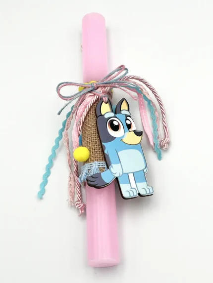 χειροποίητη πασχαλινή λαμπάδα Bluey