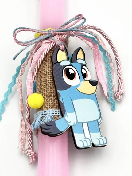 χειροποίητη πασχαλινή λαμπάδα Bluey